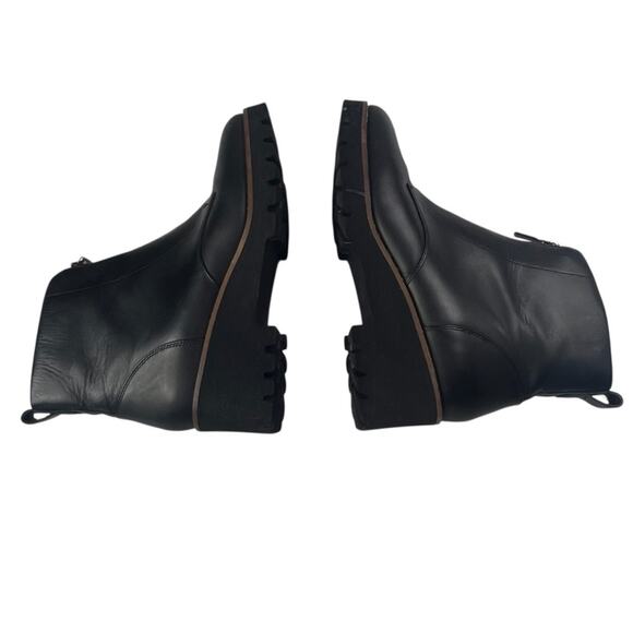 Blondo Drew Waterproof Leather Zip Bootie 9.5 Ankle Boot Wedge Lug Heel Academia - Picture 6 of 14